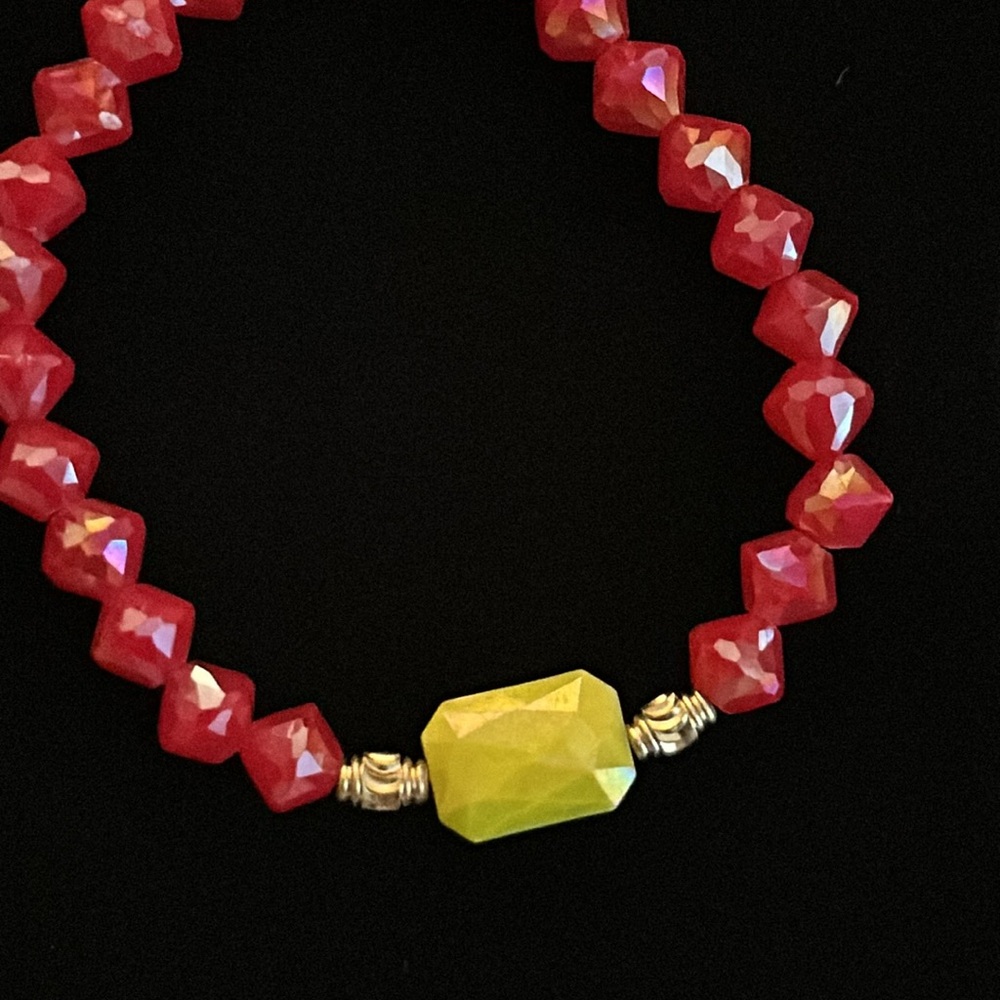 Erimish Red Yellow and Gold Beaded Bracelet - Picture 2 of 3